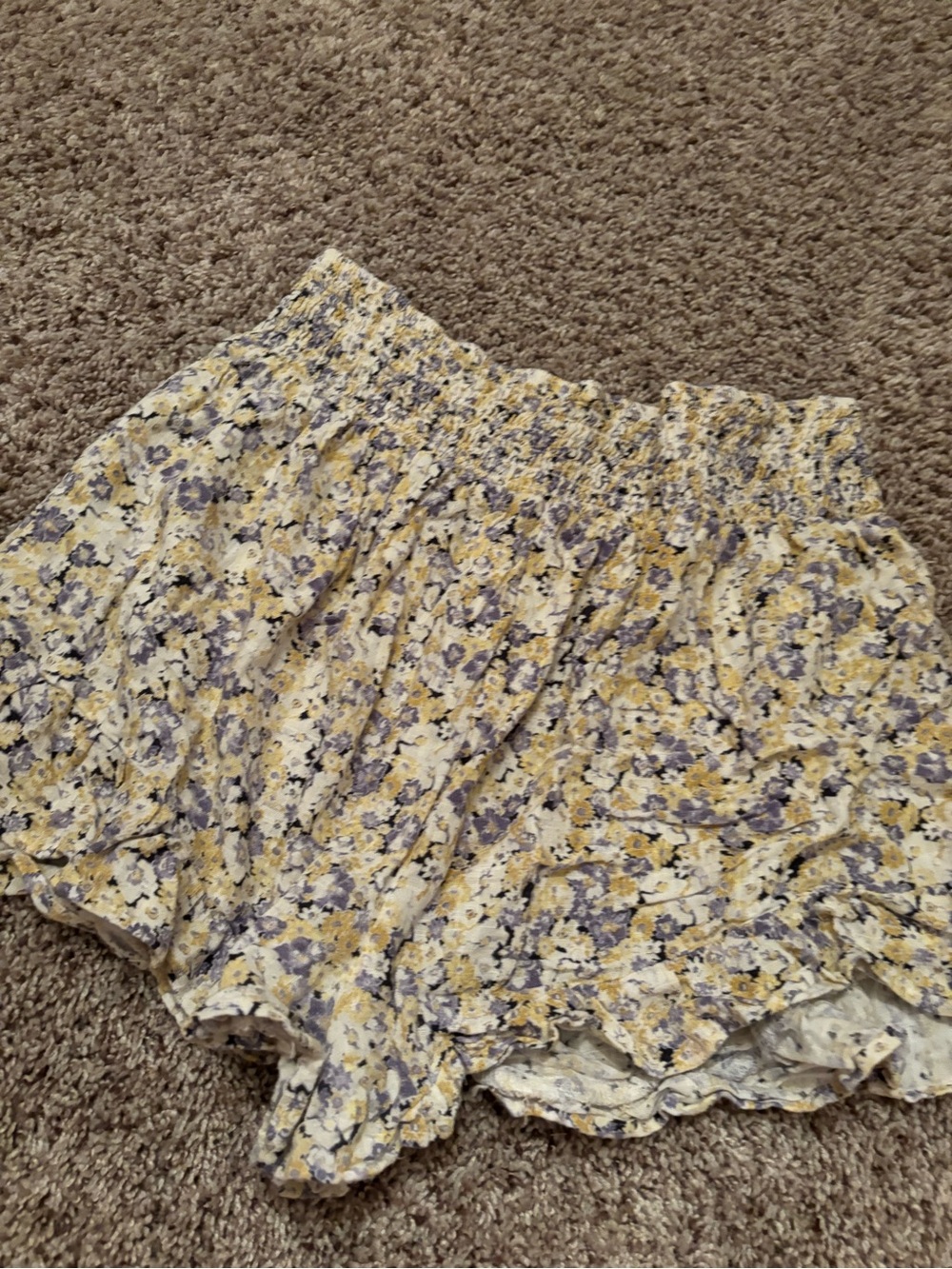 wild fable Yellow & Purple Floral Smocked-Waist Shorts
